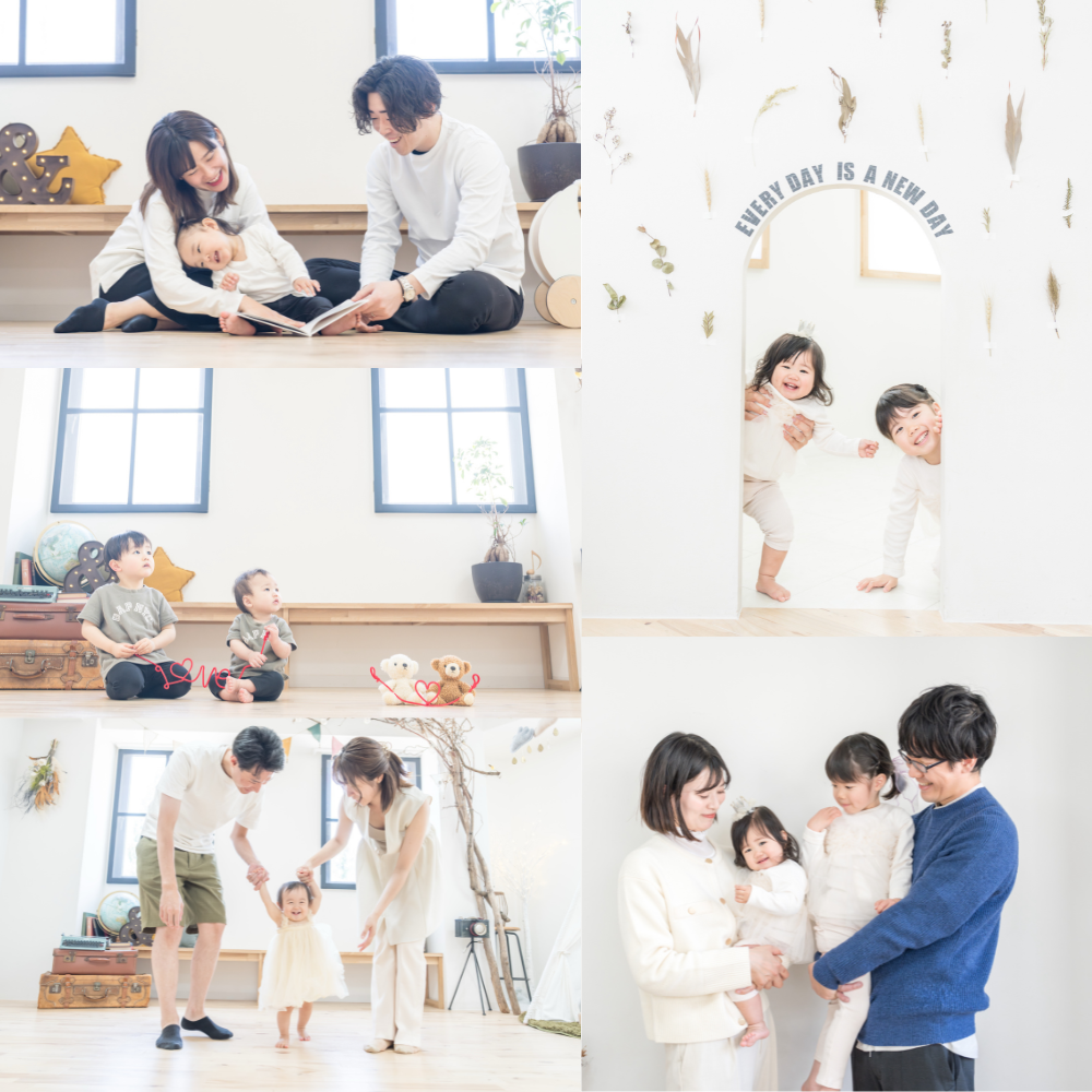 完全貸切スタジオでの家族写真・兄弟姉妹撮影